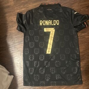 2025 World Cup Portugal Away Black Short Sleeve Ronaldo Jersey